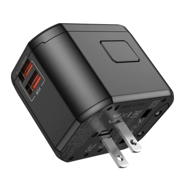 Ổ cắm du lịch đa năng Hoco AC15 sạc nhanh 20W - 2 USB, 8A/230V & 110V, 4 chân US-UK-EU-AUS, giá 225.000₫