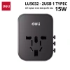 Ổ Cắm Du Lịch Deli Đa Năng, Chuyển Đổi 3 Phích Quốc Tế, Sạc Nhanh 20W Type C USB 160.000₫ 10