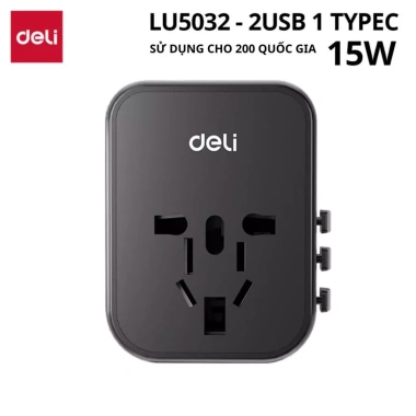 Ổ Cắm Du Lịch Deli Đa Năng, Chuyển Đổi 3 Phích Quốc Tế, Sạc Nhanh 20W Type C USB 160.000₫ 10 Ổ Cắm Du Lịch Deli Đa Năng, Chuyển Đổi 3 Phích Quốc Tế, Sạc Nhanh 20W Type C USB 160.000₫ 10