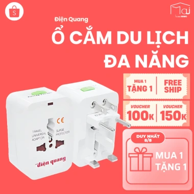 Ổ cắm du lịch Điện Quang – Đa chuẩn, bảo vệ quá tải, sạc nhanh, giá chỉ 85.500₫