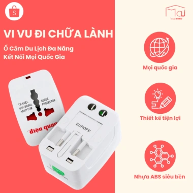 Ổ cắm du lịch Điện Quang – Đa chuẩn, bảo vệ quá tải, sạc nhanh, giá chỉ 85.500₫