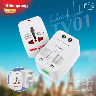 Ổ cắm du lịch Điện Quang – Đa chuẩn, bảo vệ quá tải, sạc nhanh, giá chỉ 85.500₫