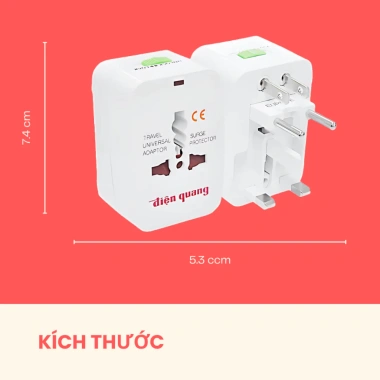 Ổ cắm du lịch Điện Quang – Đa chuẩn, bảo vệ quá tải, sạc nhanh, giá chỉ 85.500₫