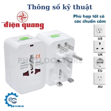 Ổ cắm du lịch Điện Quang ĐQ ESK TV01 - Lỗ cắm chuẩn quốc tế, mọi chân cắm, thiết kế nhỏ gọn, giảm giá 40.000 VND 8