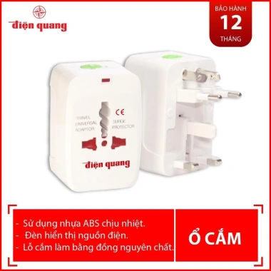 Ổ cắm du lịch Điện Quang ĐQ TV01 - Chịu nhiệt, bảo vệ quá tải, chân cắm, 75.805đ 2