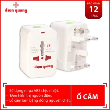 Ổ cắm du lịch ĐQ ESK TV01 trắng chịu nhiệt, tự ngắt quá tải - chính hãng Điện Quang, 77.000₫ 5 Ổ cắm du lịch ĐQ ESK TV01 trắng chịu nhiệt, tự ngắt quá tải - chính hãng Điện Quang, 77.000₫ 5
