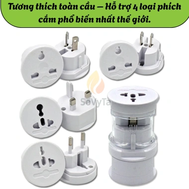 Ổ cắm du lịch toàn cầu đa chuẩn - Bộ đổi nguồn đa năng du lịch quốc tế, giá ưu đãi 109.000₫