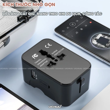 Ổ cắm du lịch UCHUU đa năng, cốc sạc nhiều thiết bị, chuyển phích cắm toàn cầu, tiện lợi cho chuyến đi 6