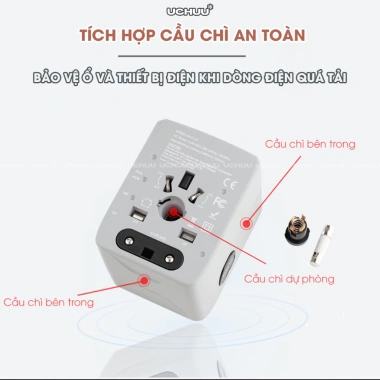 Ổ cắm du lịch UCHUU đa năng, cốc sạc nhiều thiết bị, chuyển phích cắm toàn cầu, tiện lợi cho chuyến đi 9
