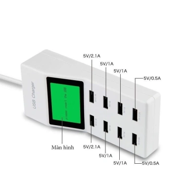 Ổ Cắm Sạc USB 40W 8 Cổng YC-CDA6 Màn Hình LCD - Siêu Nhanh, Tiết Kiệm 385k 7