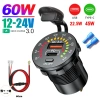 Ổ cắm sạc USB kép 45W QC3.0, PC Type‑C, công tắc LED, chống nước, sạc nhanh 12V/24V cho ô tô – Giá chỉ 154.594₫