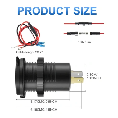 Ổ cắm sạc xe hơi PD & QC 3.0 112W 3 cổng 12V/24V cho ô tô, xe máy, thuyền, ATV sạc nhanh 2