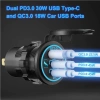Ổ cắm sạc xe hơi PD & QC 3.0 112W 3 cổng 12V/24V cho ô tô, xe máy, thuyền, ATV sạc nhanh 3