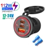 Ổ cắm sạc xe hơi PD & QC 3.0 112W 3 cổng 12V/24V cho ô tô, xe máy, thuyền, ATV sạc nhanh 9