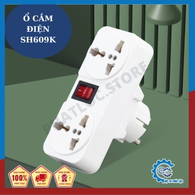 Ổ cắm SH609K chuẩn châu Âu - Chuyển đổi ổ đơn sang đôi có công tắc, giảm giá tới 32.000₫