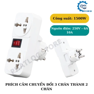 Ổ cắm SH609K chuẩn châu Âu - Chuyển đổi ổ đơn sang đôi có công tắc, giảm giá tới 32.000₫