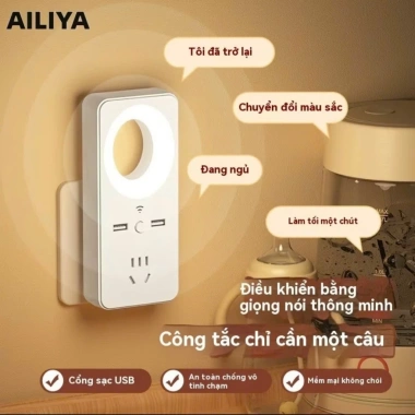 Ổ cắm thông minh đèn ngủ, điều khiển giọng nói, chuyển USB, dải nguồn, LED 79.000₫