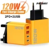Ổ cắm tường đa năng 4 trong 1 PD 120W QC3.0 Bộ sạc nhanh du lịch 4 USB‑C cho US/EU/UK