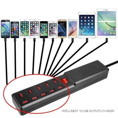 Ổ cắm USB 10 cổng thông minh, đế sạc đa năng cho điện thoại & máy tính bảng - Giá 219.000₫