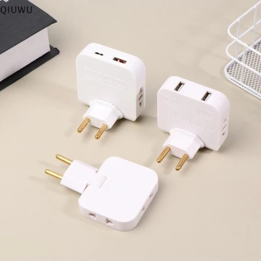 Ổ cắm xoay 180° 3 trong 1 EU du lịch - Chuyển đổi đa lỗ, mỏng không dây, mở rộng cắm 2