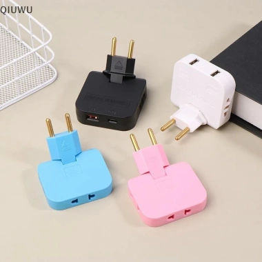 Ổ cắm xoay 180° 3 trong 1 EU du lịch - Chuyển đổi đa lỗ, mỏng không dây, mở rộng cắm 9