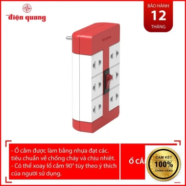 Ổ cắm xoay 90º Điện Quang ĐQ ESK RT 6 - 6 lỗ 2 chấu, chính hãng, giá 84.000₫ 7
