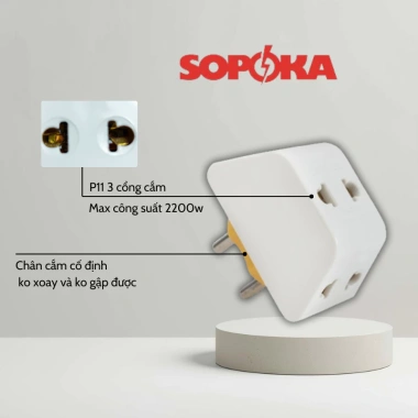 Ổ chia điện thông minh Sopoka 3.000W - Thiết kế hiện đại, chịu nhiệt, chịu va đập, bảo hành đổi mới 24 tháng - Giá 12.000 VND 9 Ổ chia điện thông minh Sopoka 3.000W - Thiết kế hiện đại, chịu nhiệt, chịu va đập, bảo hành đổi mới 24 tháng - Giá 12.000 VND 9