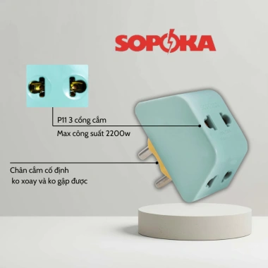 Ổ chia điện thông minh Sopoka 3.000W - Thiết kế hiện đại, chịu nhiệt, chịu va đập, bảo hành đổi mới 24 tháng - Giá 12.000 VND