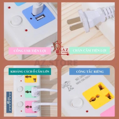 Ô điện 5m B40 đa năng, 4 lỗ 3 chấu chắc chắn, sạc điện thoại, dây dài 5m – giá chỉ 49.000₫ 3 Ô điện 5m B40 đa năng, 4 lỗ 3 chấu chắc chắn, sạc điện thoại, dây dài 5m – giá chỉ 49.000₫ 3