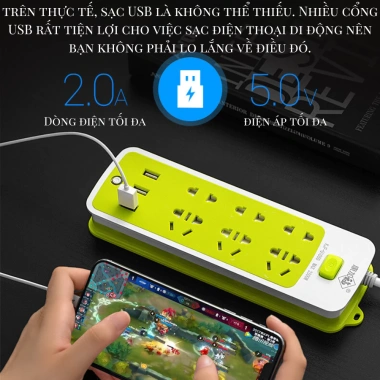Ổ Điện 6 Cắm Tích Hợp 3 USB Công Suất Lớn - Sạc Nhanh An Toàn, Tiện Lợi, Giá 46.999 VND 8