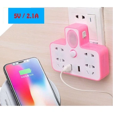 Ổ điện chia 2 cổng USB kiêm đèn ngủ - Giá sỉ 46k, giảm mạnh, tiện lợi cho phòng ngủ