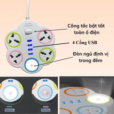 Ổ Điện Đa Năng Hình Chữ Nhật 8 Lỗ Cắm 4 Cổng USB - Tiện Dụng, An Toàn, Giá 90.000đ 10