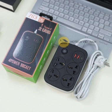 Ổ điện đa năng thông minh HOTECH 2.500W chống giật, cổng USB và Type C, dây 2m, công tắc nguồn toàn OD32H giá ưu đãi 129k 7