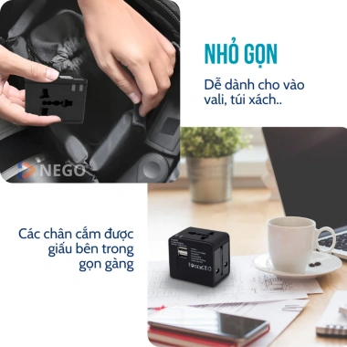 Ổ điện du lịch đa năng 1.500W PD20W sạc nhanh, chống cháy giật, dùng 150 quốc gia - Giá chỉ 180.000 VND
