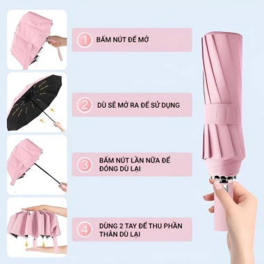 Ô Dù Che Mưa Ô Đi Nắng Gấp Gọn Tự Động 2 Chiều 3 Lớp Chống UV Cầm Tay - 45.999₫ 5
