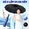 Ô Dù Chống Bão 24 Nan Mở Gấp Tự Động 2 Chiều, Lớp Che Mưa Nắng, Chống Thấm, Chống Tia UV