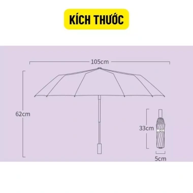 Ô Dù Chống Bão 24 Nan Mở Gấp Tự Động 2 Chiều, Lớp Che Mưa Nắng, Chống Thấm, Chống Tia UV