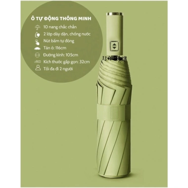 Ô dù minakidy 10 nan mở tự động, gấp nhỏ gọn cầm tay 2 chiều cỡ lớn che mưa nắng