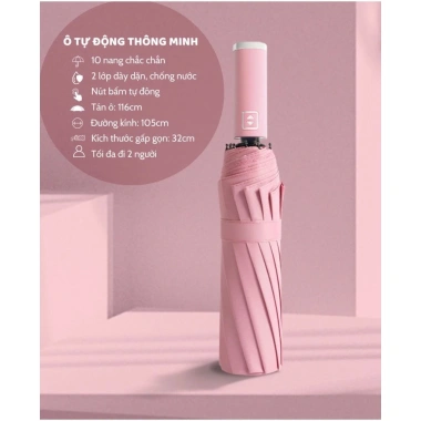 Ô dù minakidy 10 nan mở tự động, gấp nhỏ gọn cầm tay 2 chiều cỡ lớn che mưa nắng