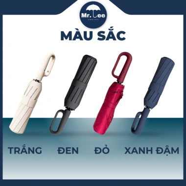 Ô Dù Tự Động Gấp Gọn Cán Móc Treo Mr.Lee 10 Nan Kép - Chịu Lực Mạnh, Che Nắng Mưa, Chống Nước & UV, Giá Ưu Đãi 105k