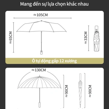 Ô Dù Tự Động ICON 12/24 Xương Chống UV - Dù Che Nắng Gấp Gọn Tiện Lợi Giá 111.999đ 9