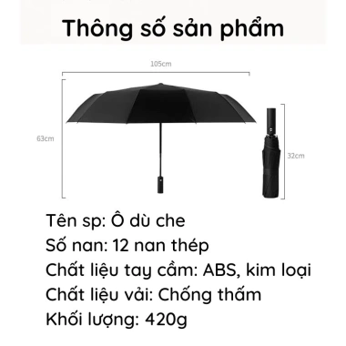 Ô dù tự động mở 2 chiều cầm tay gấp gọn che mưa nắng cỡ lớn giá 48k 3