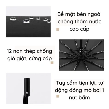 Ô dù tự động mở 2 chiều cầm tay gấp gọn che mưa nắng cỡ lớn giá 48k 8
