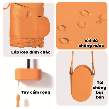 Ô Gấp Mini Che Nắng Che Mưa Chống UV, Chống Thấm Nước Kèm Túi Vải Tiện Lợi - 209k 6