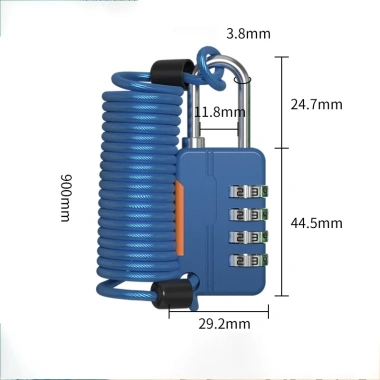 Ổ khóa dây cáp thép 4 số, khóa mật khẩu lò xo du lịch nhỏ gọn, chỉ 65.000₫