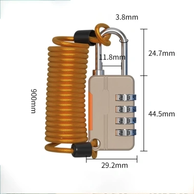 Ổ khóa dây cáp thép 4 số, khóa mật khẩu lò xo du lịch nhỏ gọn, chỉ 65.000₫