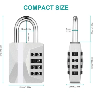 Ổ Khóa Số 4 Dãy Bảo Mật Cao Cấp - Vali, Balo, Locker, Ngăn Kéo - 105.000