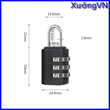 Ổ khoá số mini xoay 4 chữ số, không chìa khóa, vali, tủ đồ, túi xách Giá 18.800₫