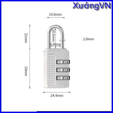 Ổ khoá số mini xoay 4 chữ số, không chìa khóa, vali, tủ đồ, túi xách Giá 18.800₫