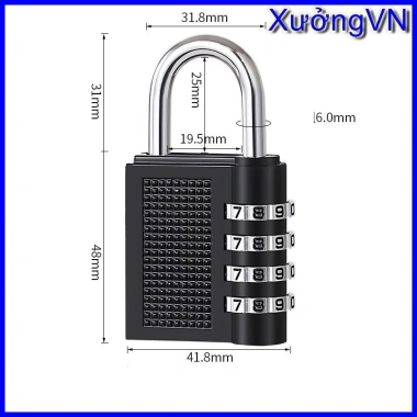 Ổ khoá số mini xoay 4 chữ số, không chìa khóa, vali, tủ đồ, túi xách Giá 18.800₫